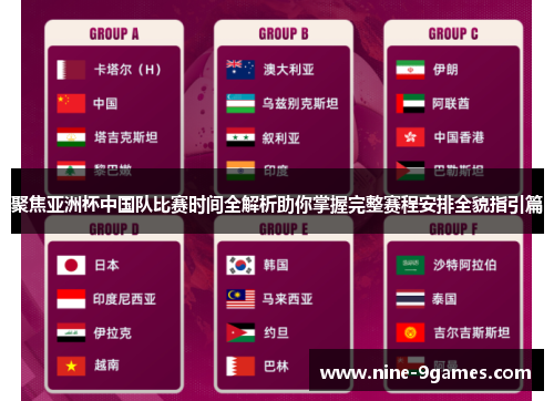 聚焦亚洲杯中国队比赛时间全解析助你掌握完整赛程安排全貌指引篇